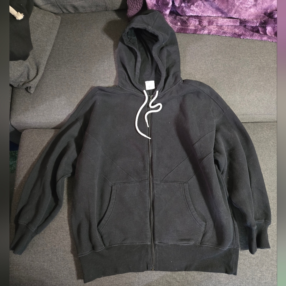 Offline by Aerie Cloud Fleece Full Zip Sweatshirt - L - Black